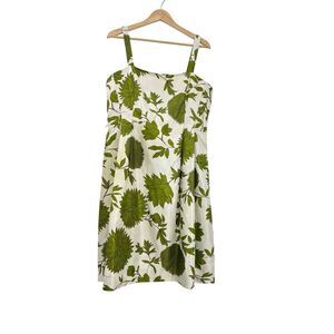 Jessica Howard white dress with green leaves size 16